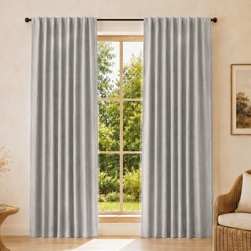 Marlow Blackout Curtains 2 Panels Thermal Linen Look Blockout Drapes 180 x 230cm