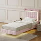 Levede Single Floating Bed Frame LED Headboard USB Pink
