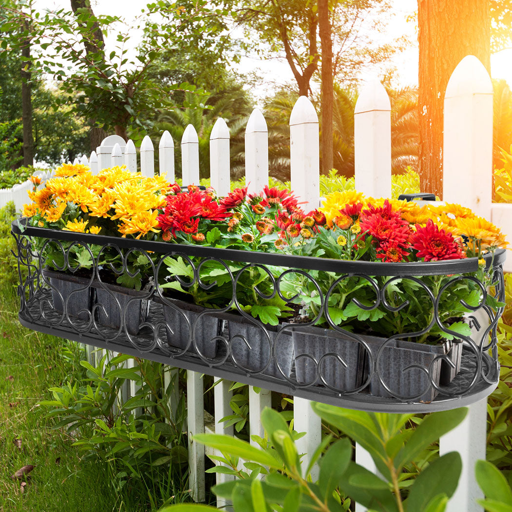 Levede Plant Stand Outdoor Indoor Home Black Oval