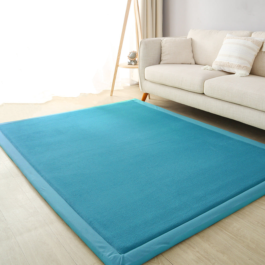 Marlow Coral Velvet Area Rugs Large Mat 120x200cm Blue