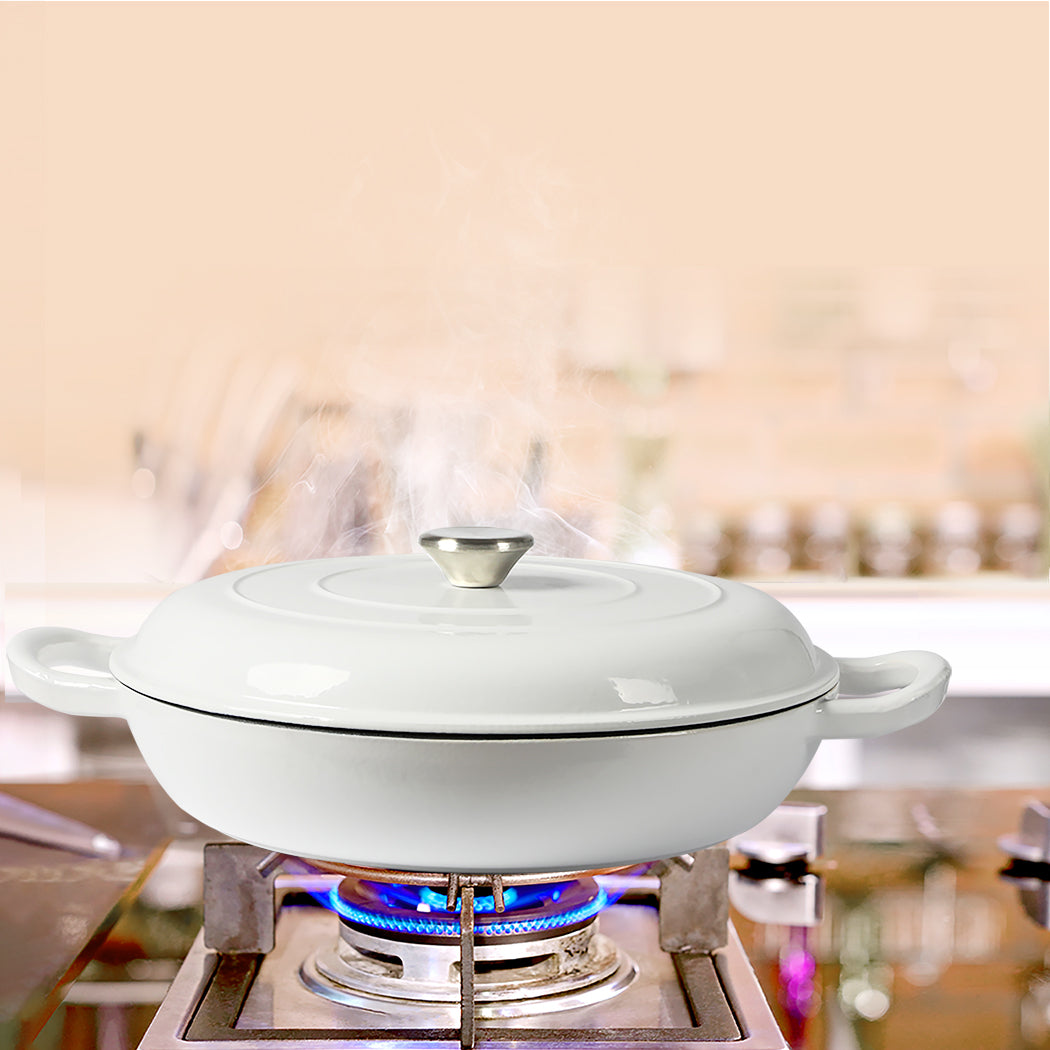 TOQUE 3.5L Enamel Dutch Oven Pan in White Colour