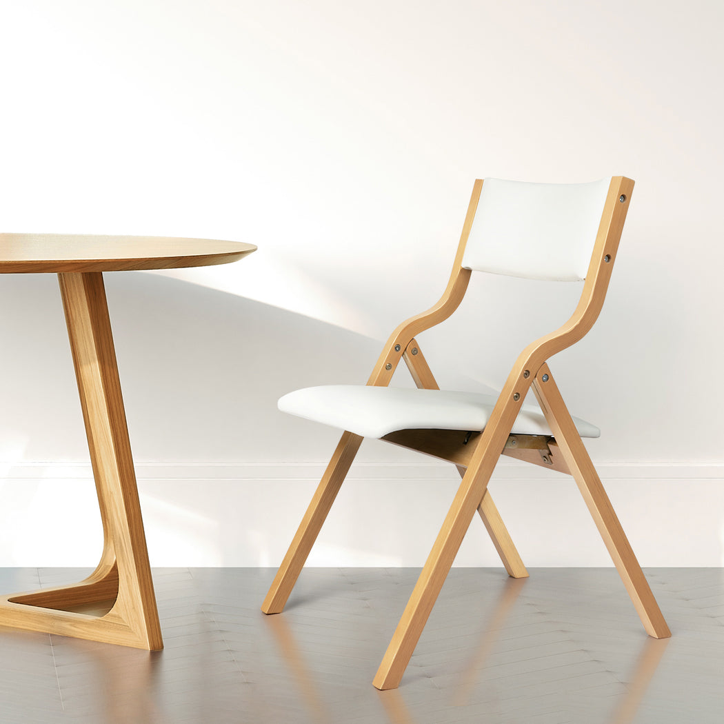 Levede 2x Dining Chairs Foldable PU Beige