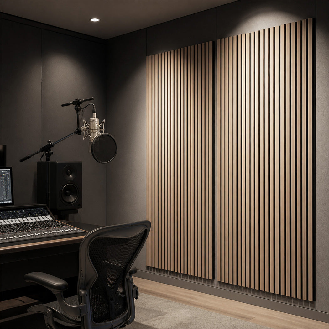 Levede Acoustic Wall Panels 4pc NRC>0.7 120 x 60cm for Interior Wall Decor Oak