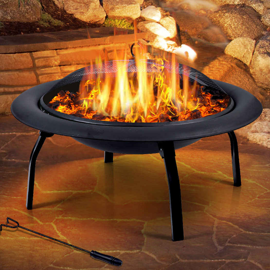 30" Portable Outdoor Fire Pit BBQ Grill Large