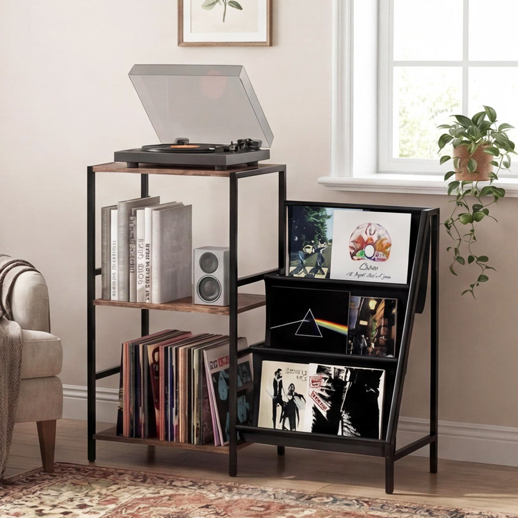 Levede 3-Tier Record Player Stand Vinyl Storage Up to 200 Albums Turntable Table