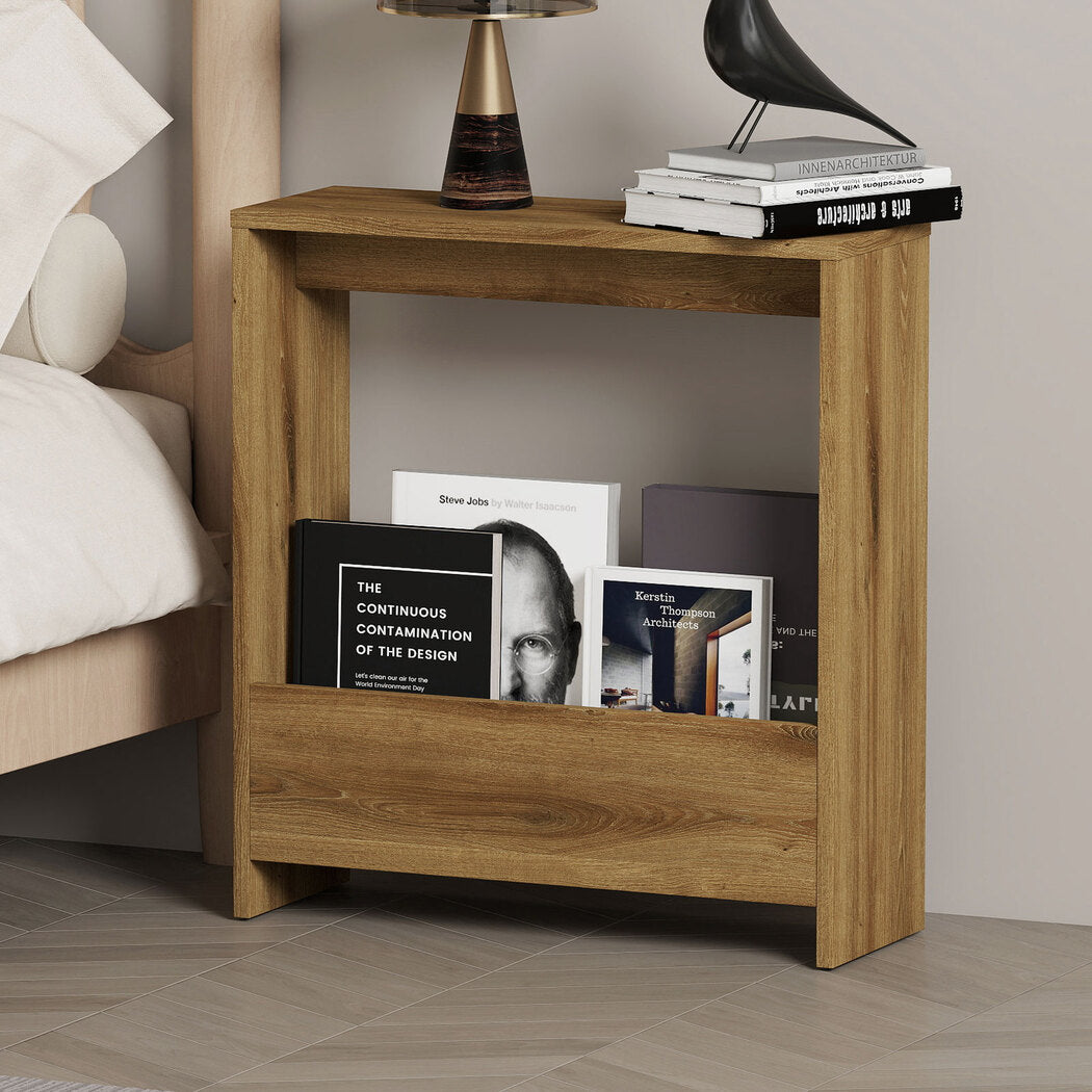 Levede Side Table with Magazine Rack Small End Table