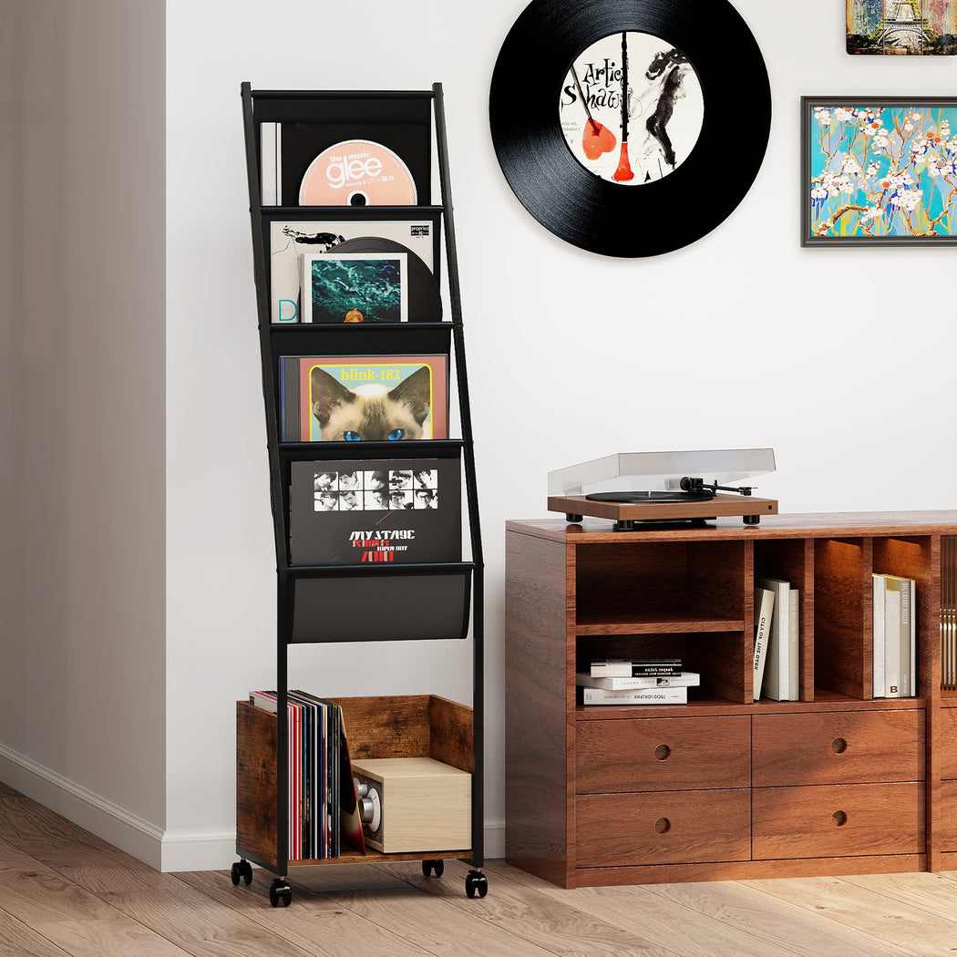 Levede 4-Tier Record Player Stand Storage Rack Holder Up to 100 Albums Magazine