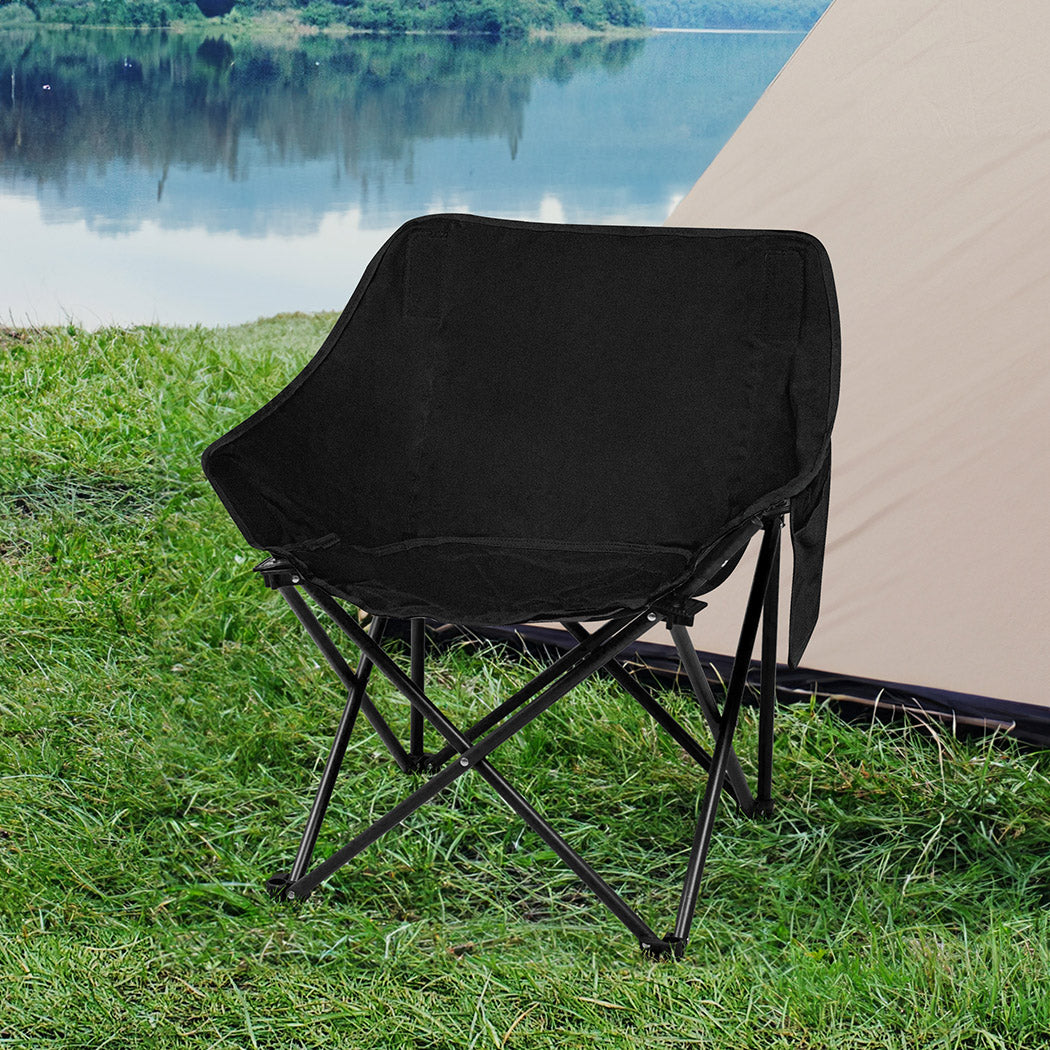 Levede Folding Camping Moon Chair Lightweight Black
