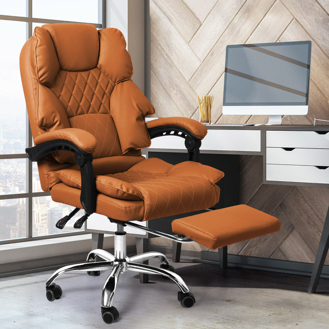 Levede Gaming Chair Office Computer Brown Footrest