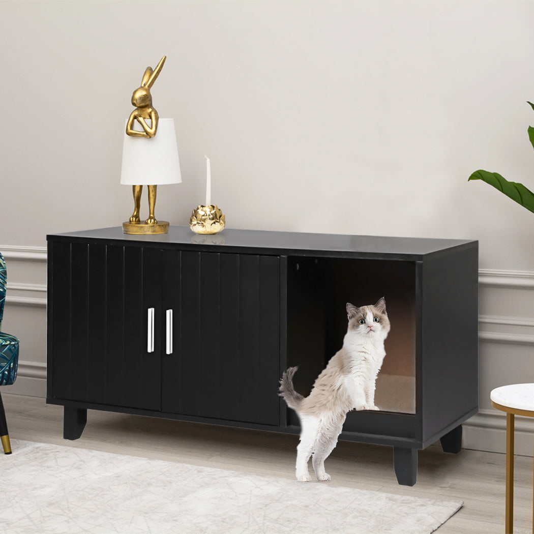 PaWz Enclosed Cat Litter Cabinet Box Black