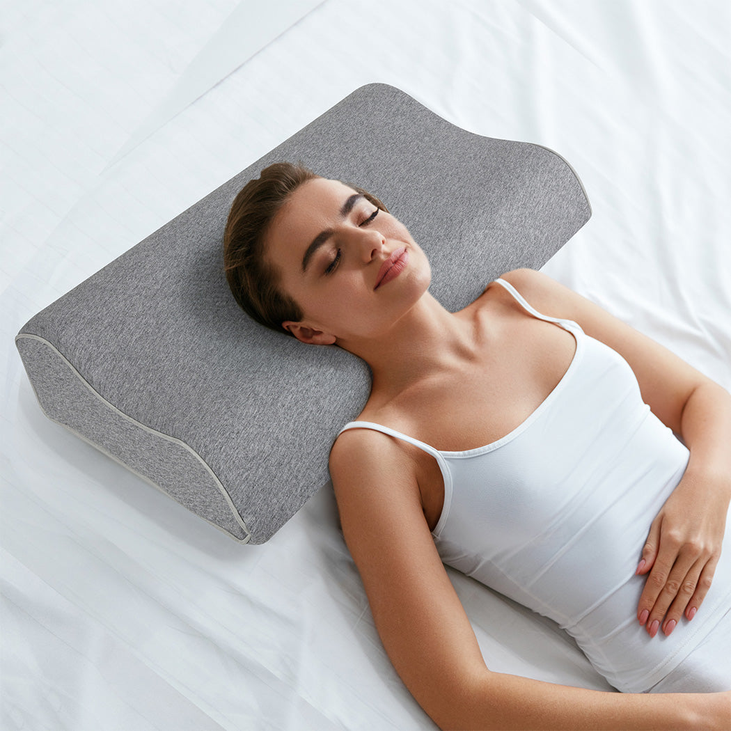Dreamz Memory Foam Pillow Pillowcase Supprt Grey Rebound