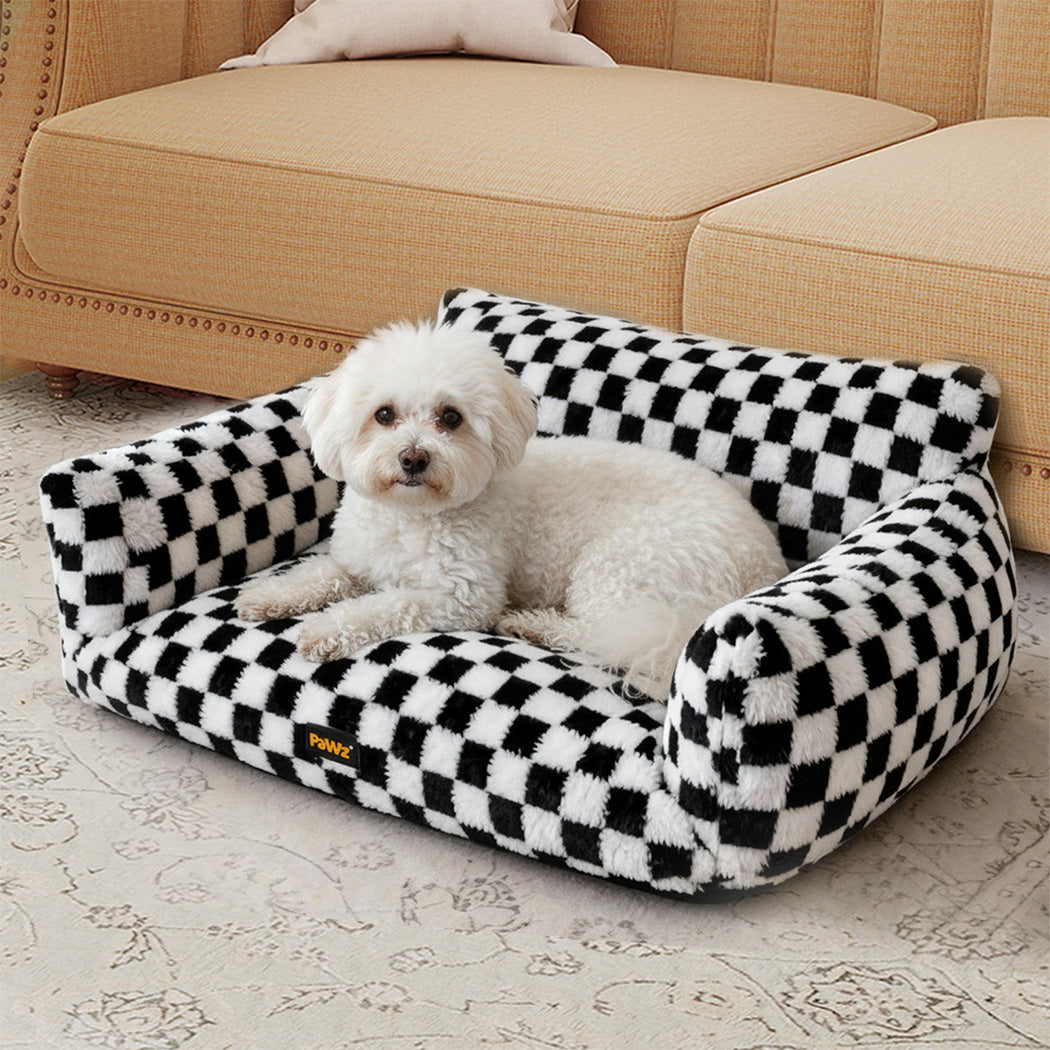 Pawz Pet Bed Plush Checkered Dog Bed Washable Cat Bed