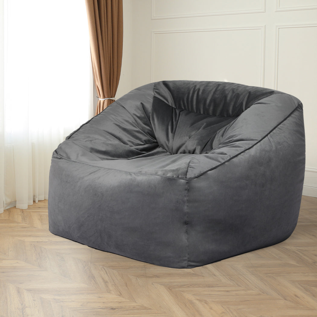 Marlow Bean Bag Chair Cover Soft Velvet Dark grey
