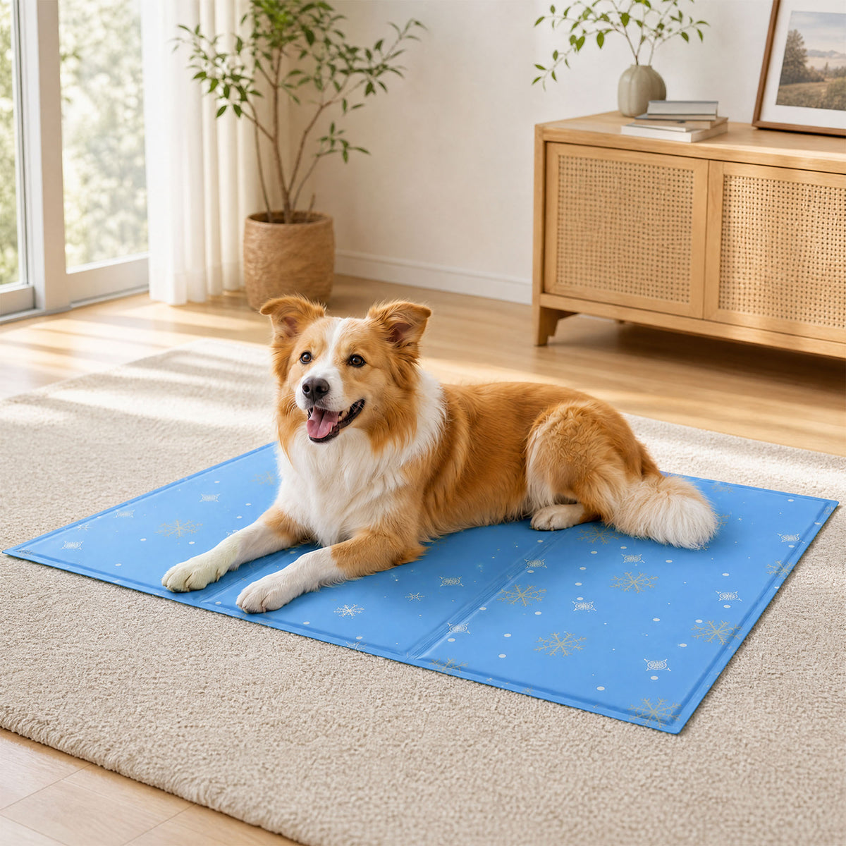 PaWz Dog Cooling Mat 90x60cm Self Gel Pad Breathable Crate Comfort for Home Blue