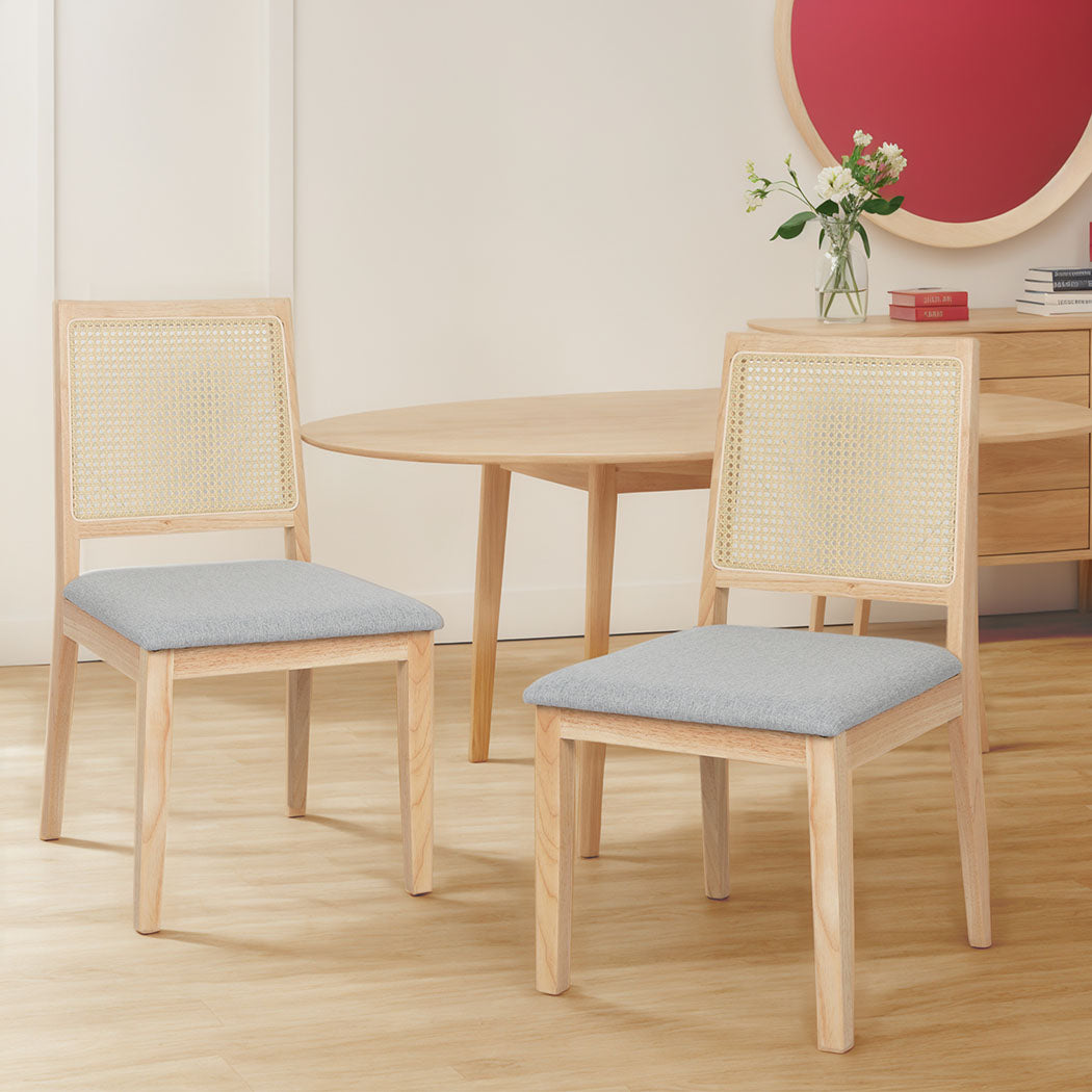 Levede 2x Rattan Dining Chair Solid Wood Lounge