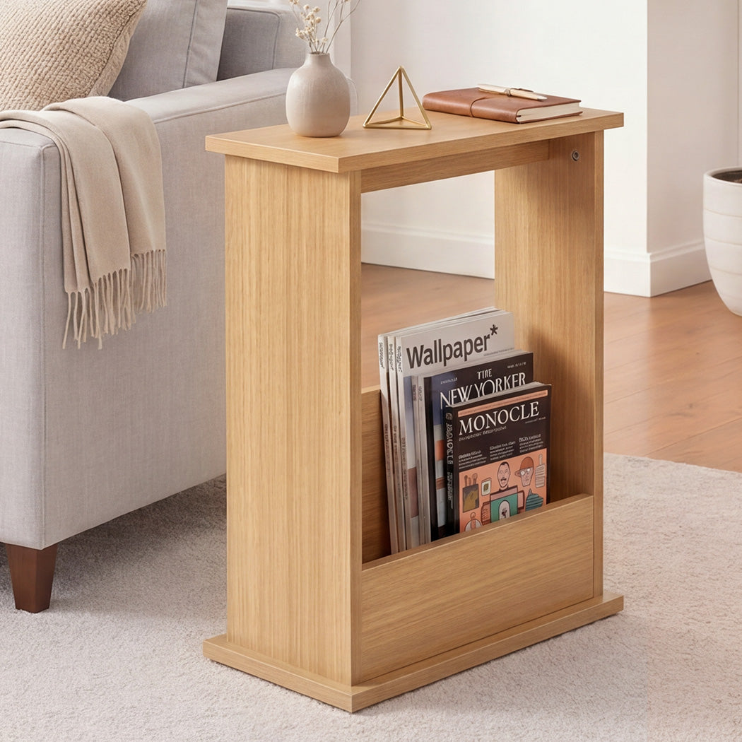 Levede Narrow Side Table Magazine Rack Slim End Bedside Storage Table Bedroom
