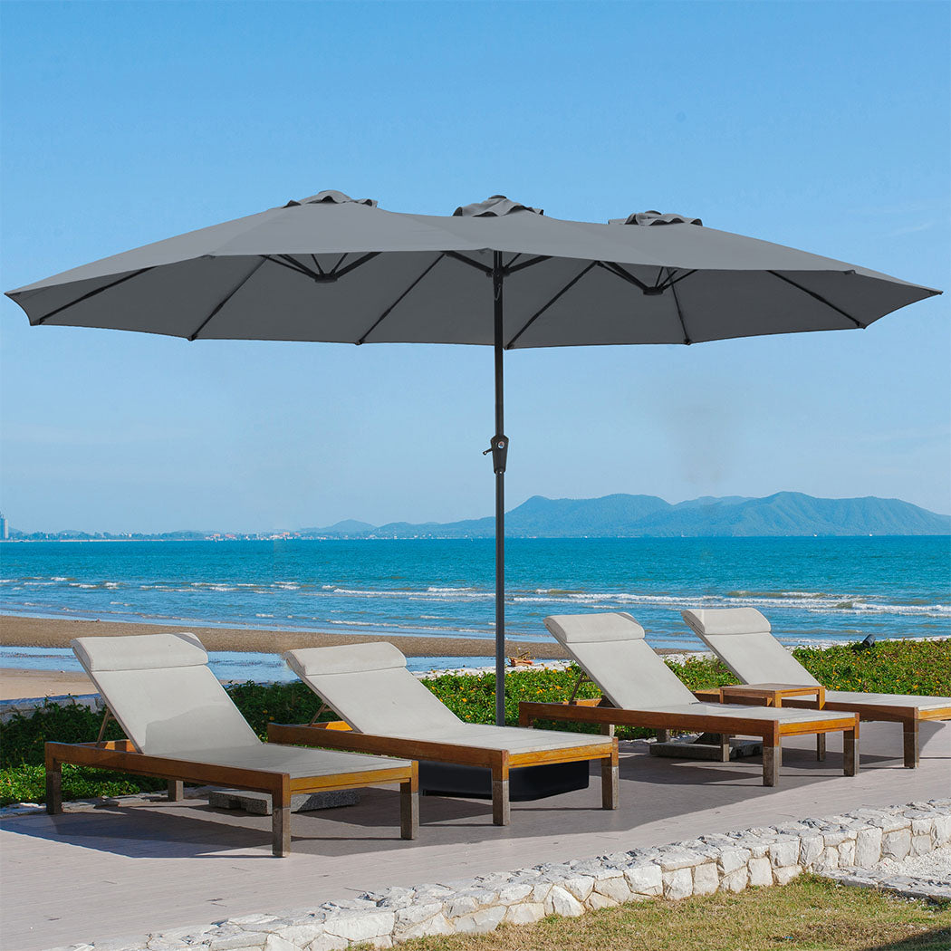 Centra 4M Double-sided Patio Umbrella Outdoor Umbrella Base Stand Grey