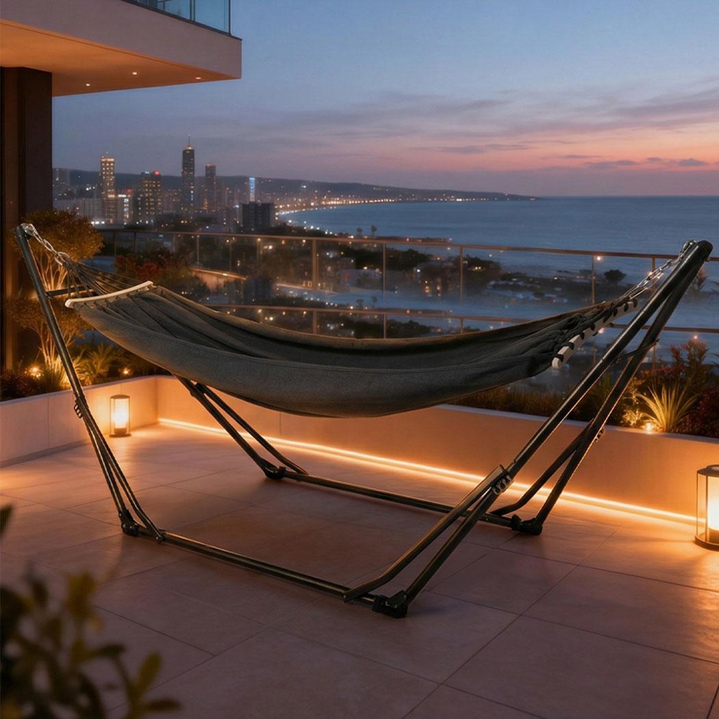 Mountview Foldable Hammock Hanging Chair with Stand Portable 3 Gear Adjustable