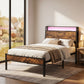 Levede Single Bed Frame LED Lights USB Charging Storage Headboard Metal Platform
