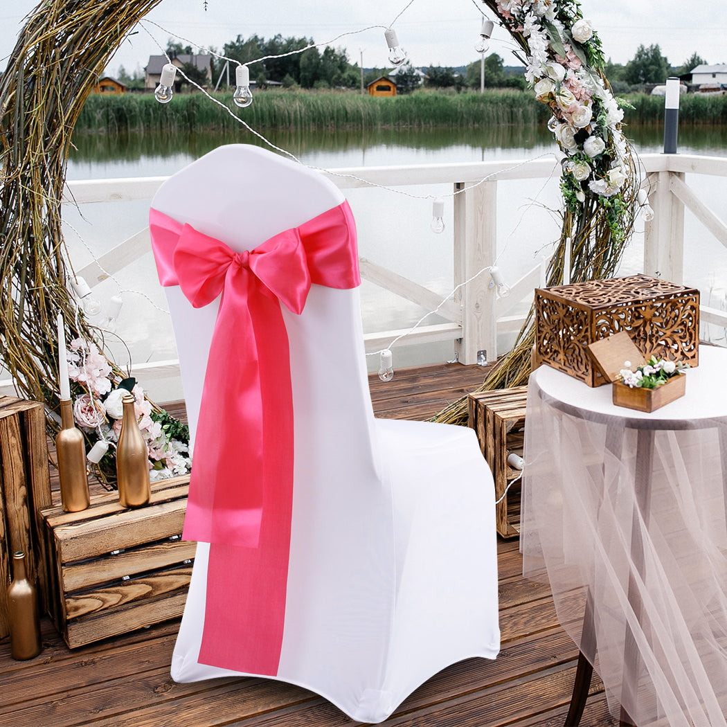 50x Satin Chair Sashes Cloth Cover Wedding Mauve