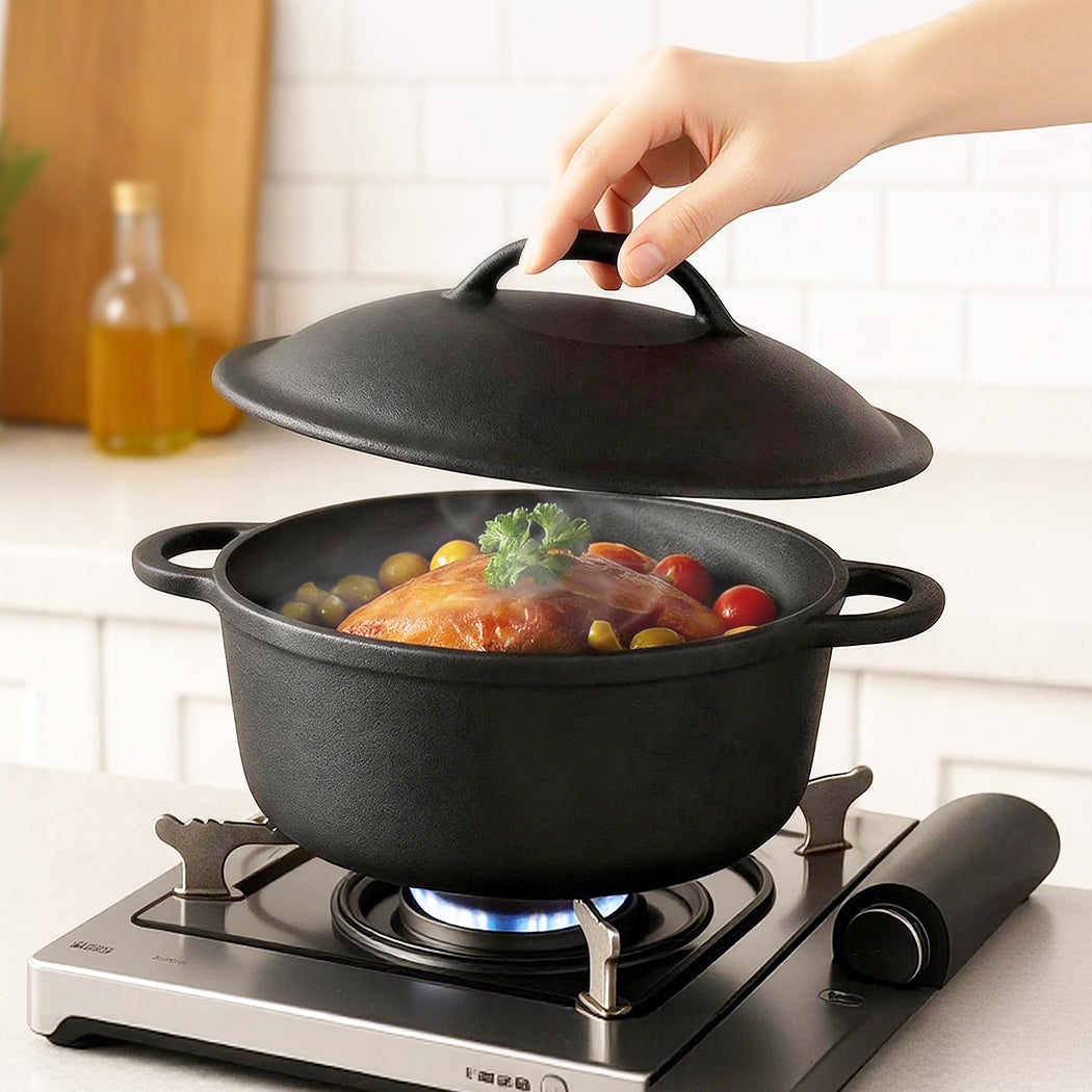 Pawz 6.6L Cast Iron Dutch Oven Heavy Duty Casserole Pot