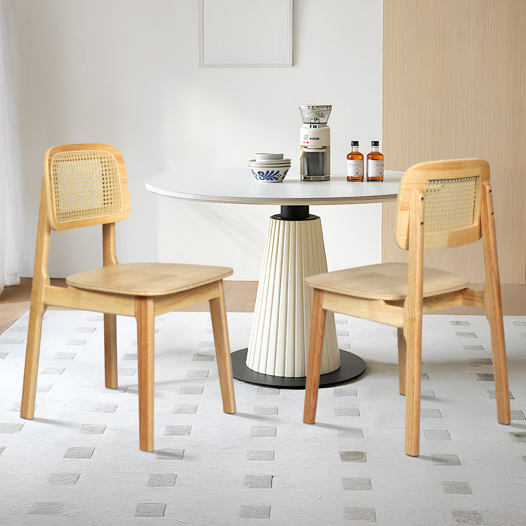 Levede 2x Rattan Dining Chair Wooden Kitchen Chair