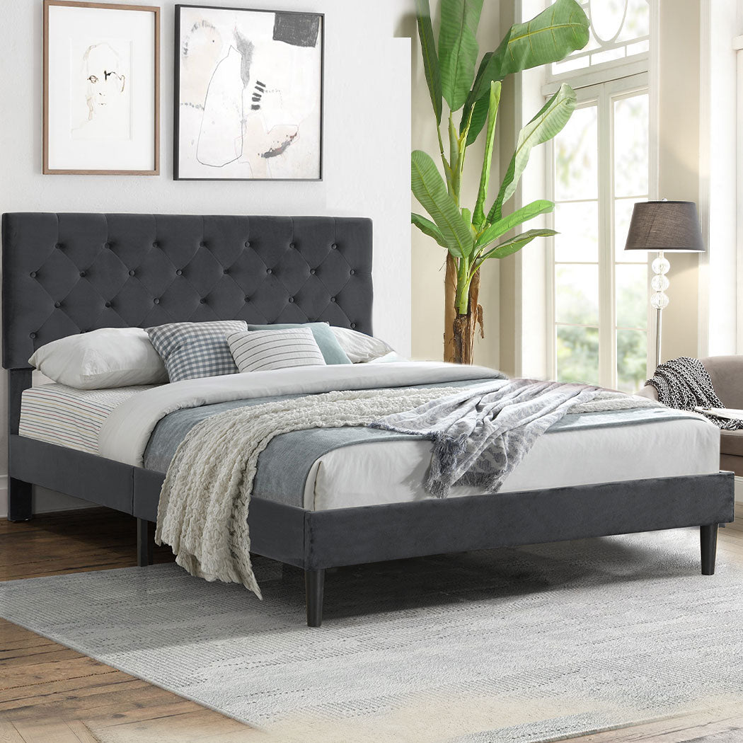 Levede Bed Frame Double Size Mattress Grey