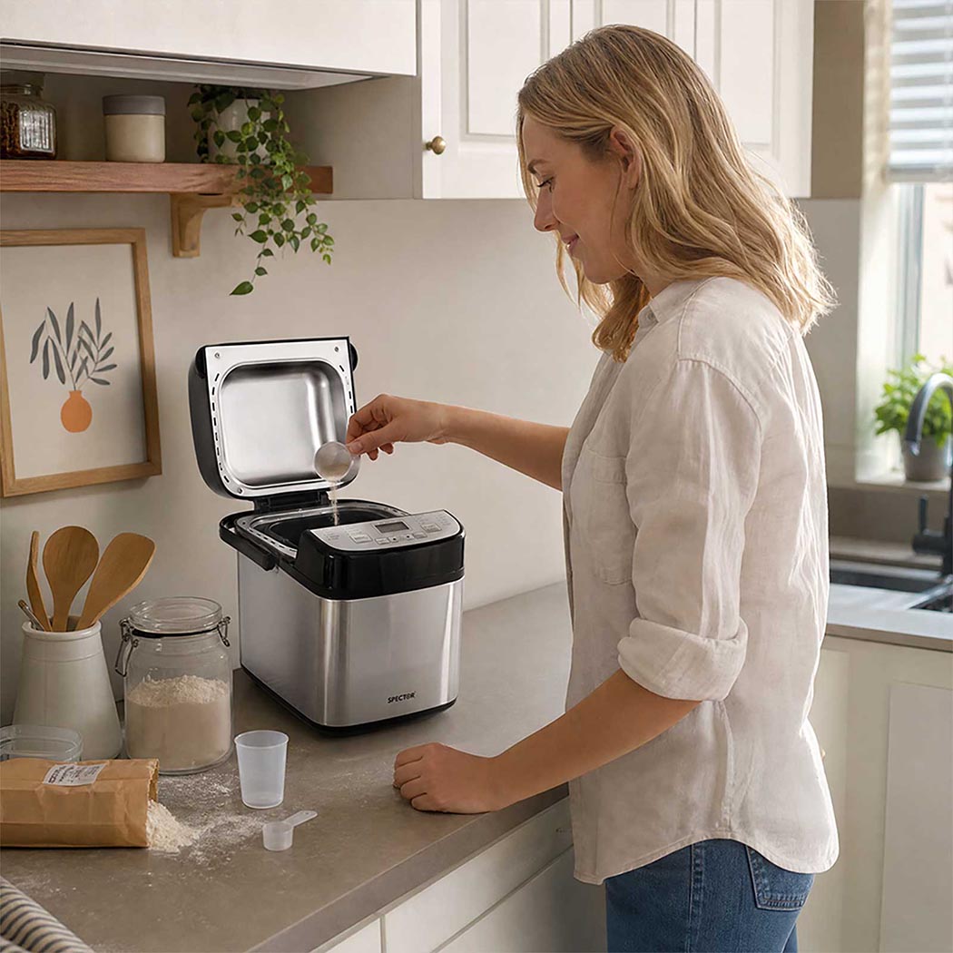 Spector Automatic Bread Machine 19-in-1 1.5Lb 15H Timer Compact Home Baking