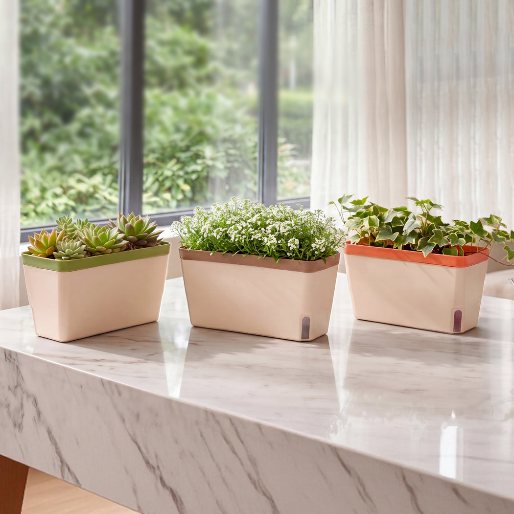 Toque Self Watering Plant Pots 3 Pcs Indoor Planter Box Vegetable Flower Garden