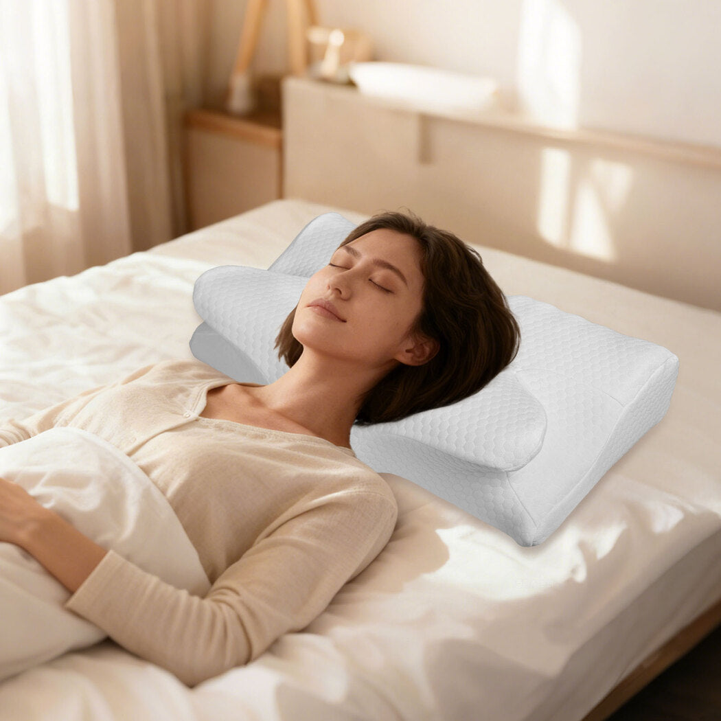 DreamZ Cervical Pillow Memory Foam Ergonomic Cooling Neck Pain Relief White