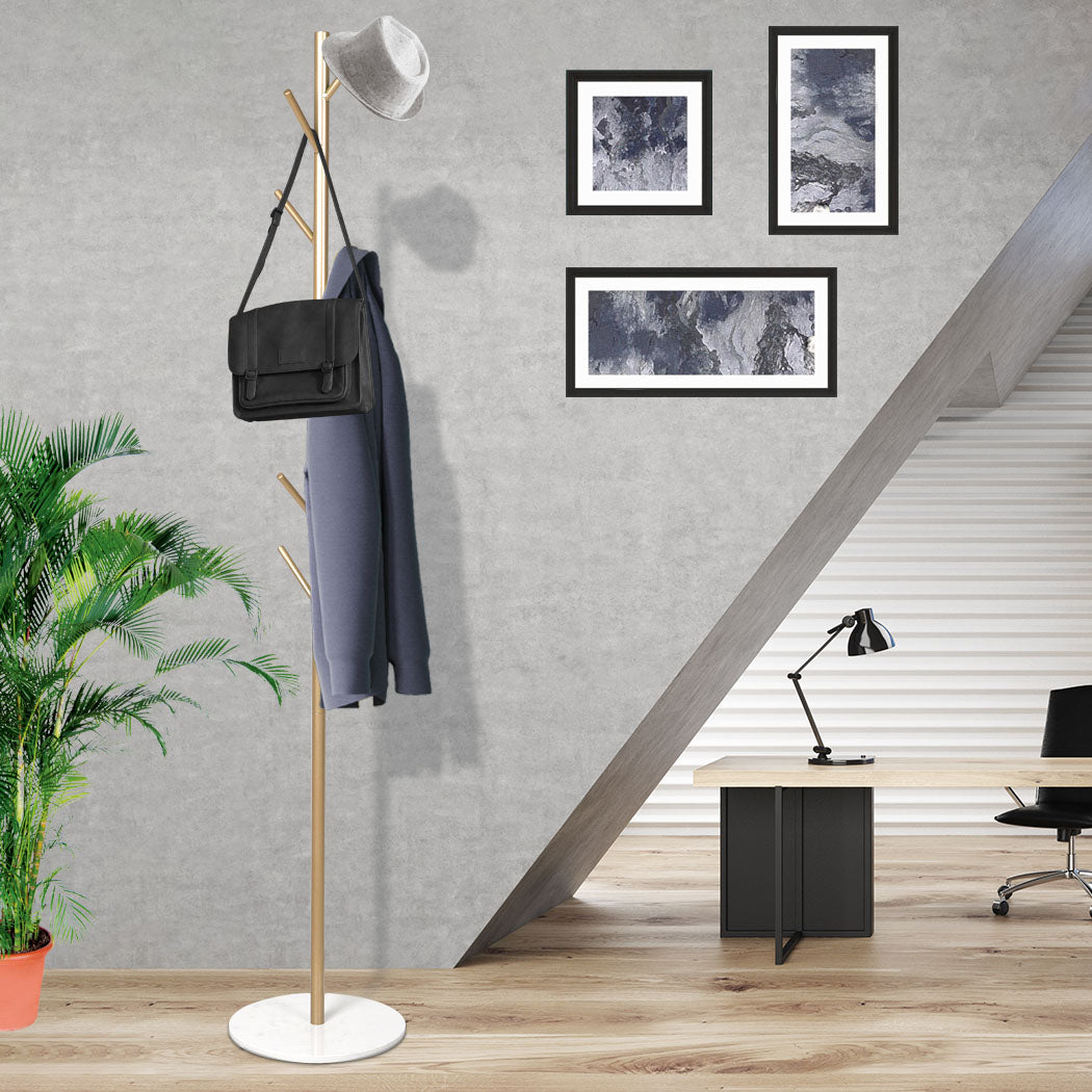 Levede Coat Rack Hat Clothes Stand Hanger Gold