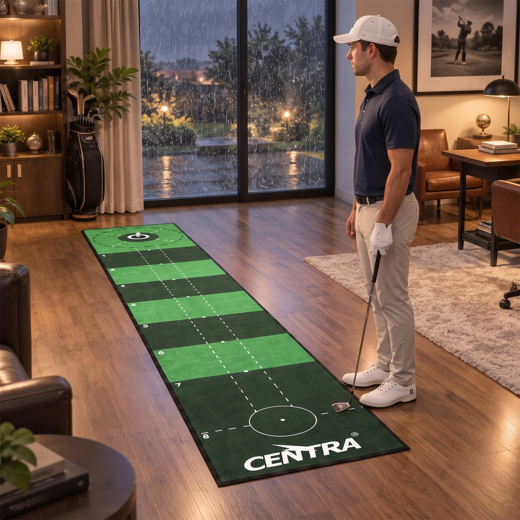 Centra Golf Putting Mat 3m Indoor Practice Non Slip Backing for Office Green