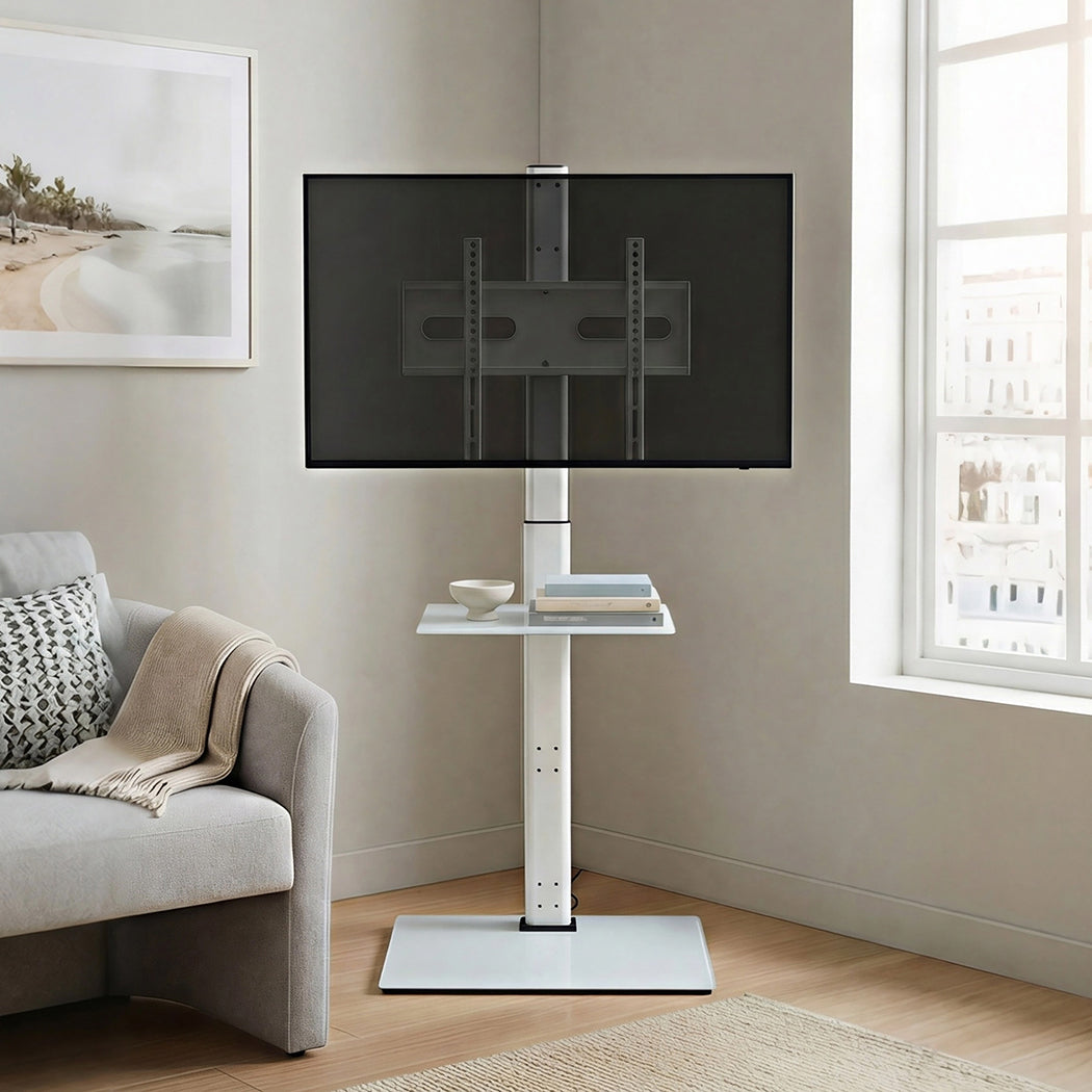 Levede TV Floor Stand 32-65 Inch Universal Swivel Height Adjustable Mount White