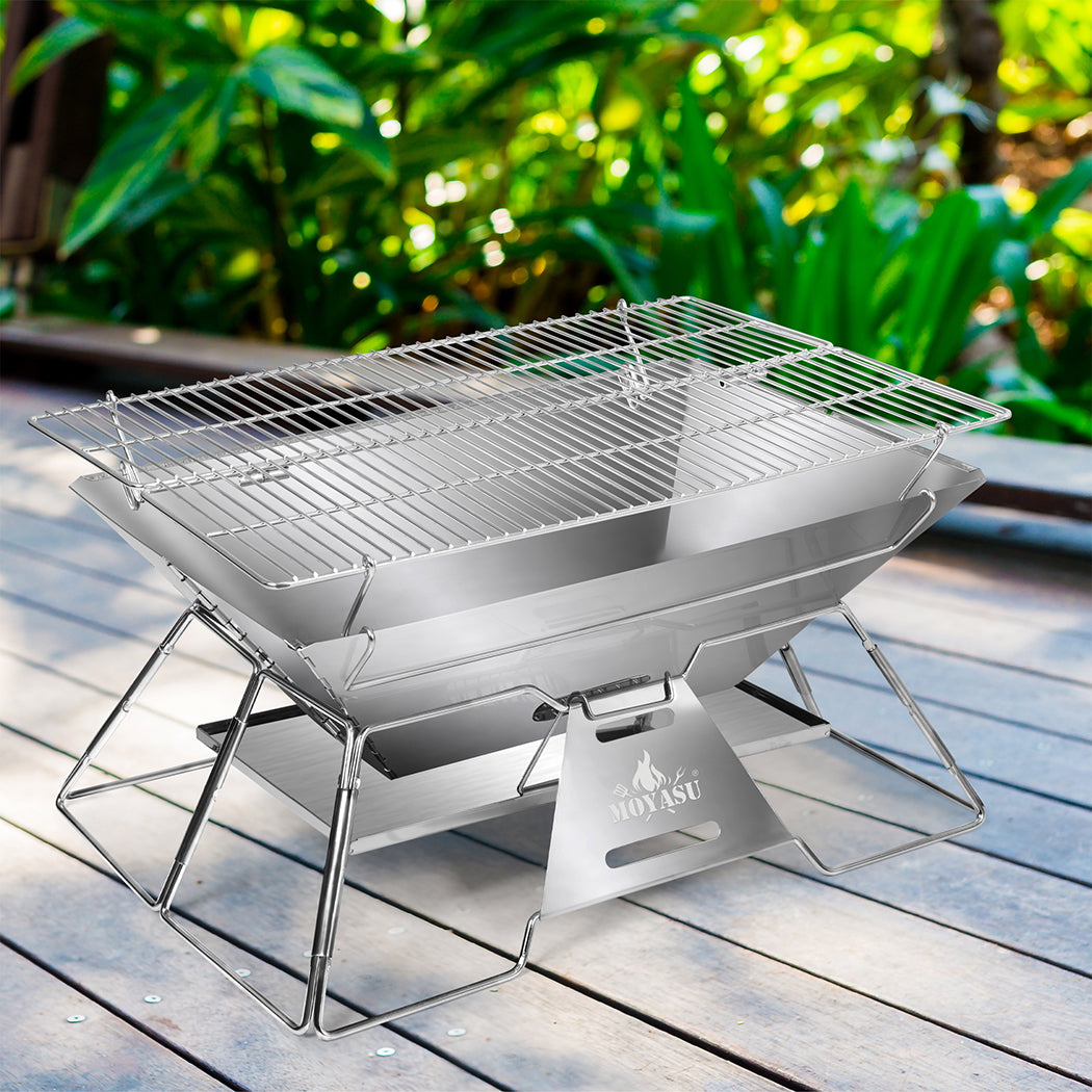 Levede Portable Folding BBQ Charcoal Grill Silver