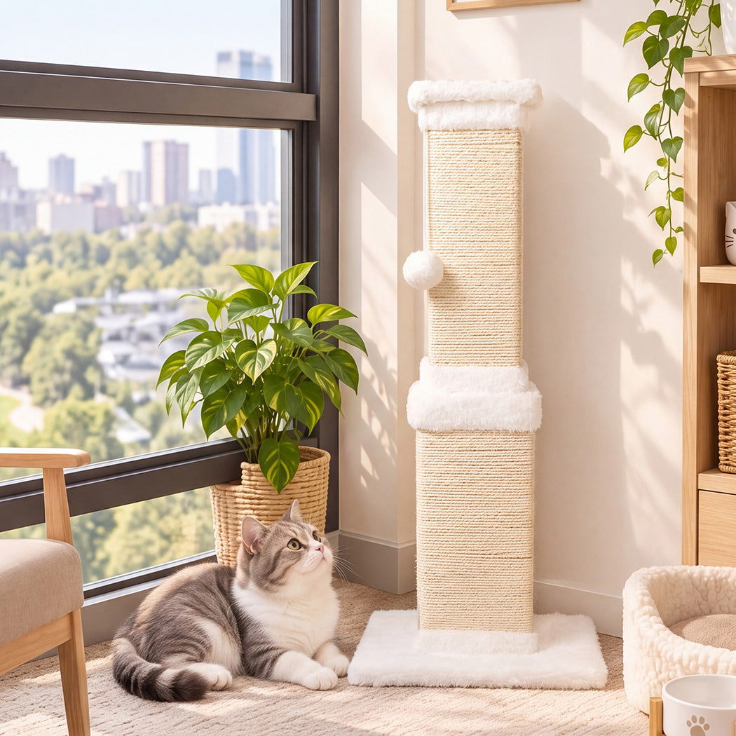 PaWz Cat Scratching Post 83cm Tall Sisal with Stable Base for Large Adults White