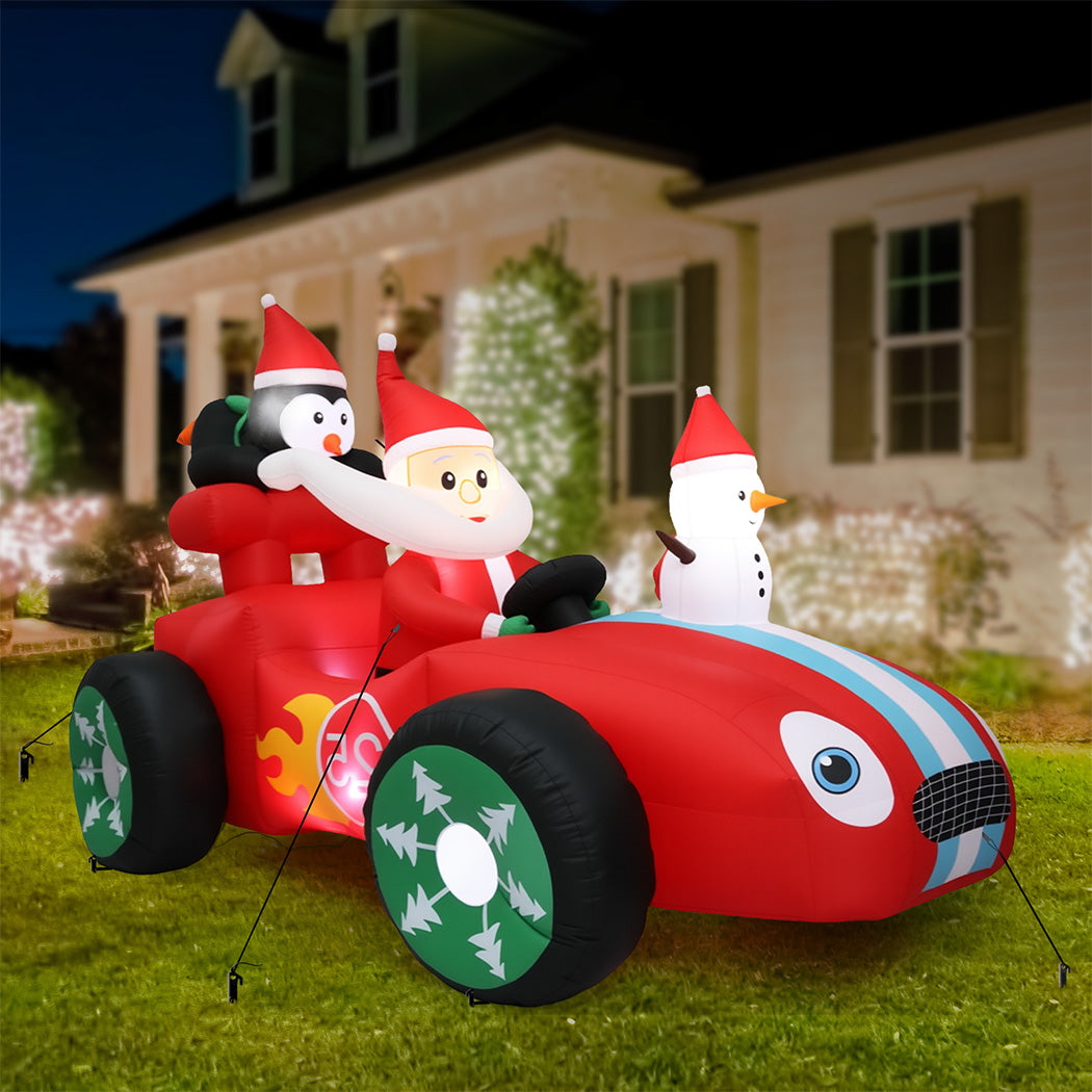 Santaco Christmas Inflatable 2.4M Santa Racing Sleigh