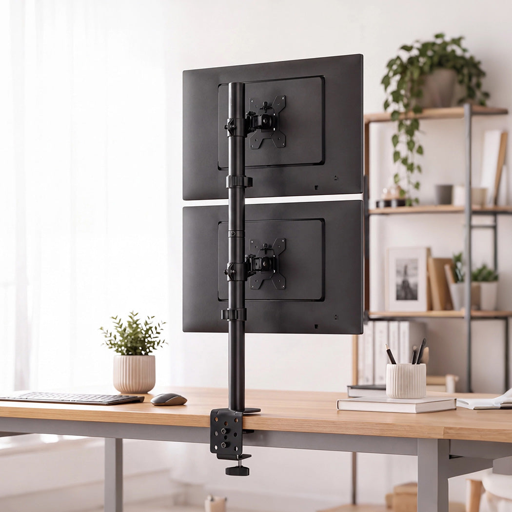 Levede Dual Monitor Arm Adjustable Stand Mount For 13-34 Inch Office Black