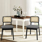 Levede 2x Dining Chair Wood Rattan Armless Black
