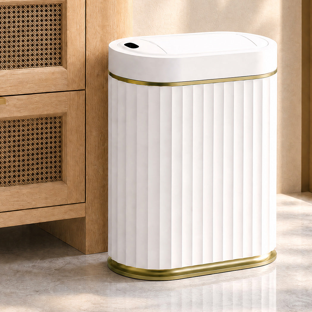 Toque Sensor Rubbish Bin Automatic Touchless 7L Butterfly Lid Bathroom White