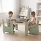 Levede Kids Table and Chairs Set 3-in-1 Chalkboard Storage Learning Dining Desk