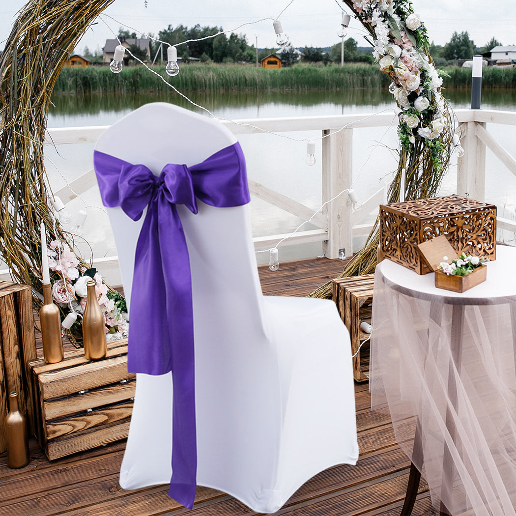 20x Table Runner Satin Chair Sashes Eggplant