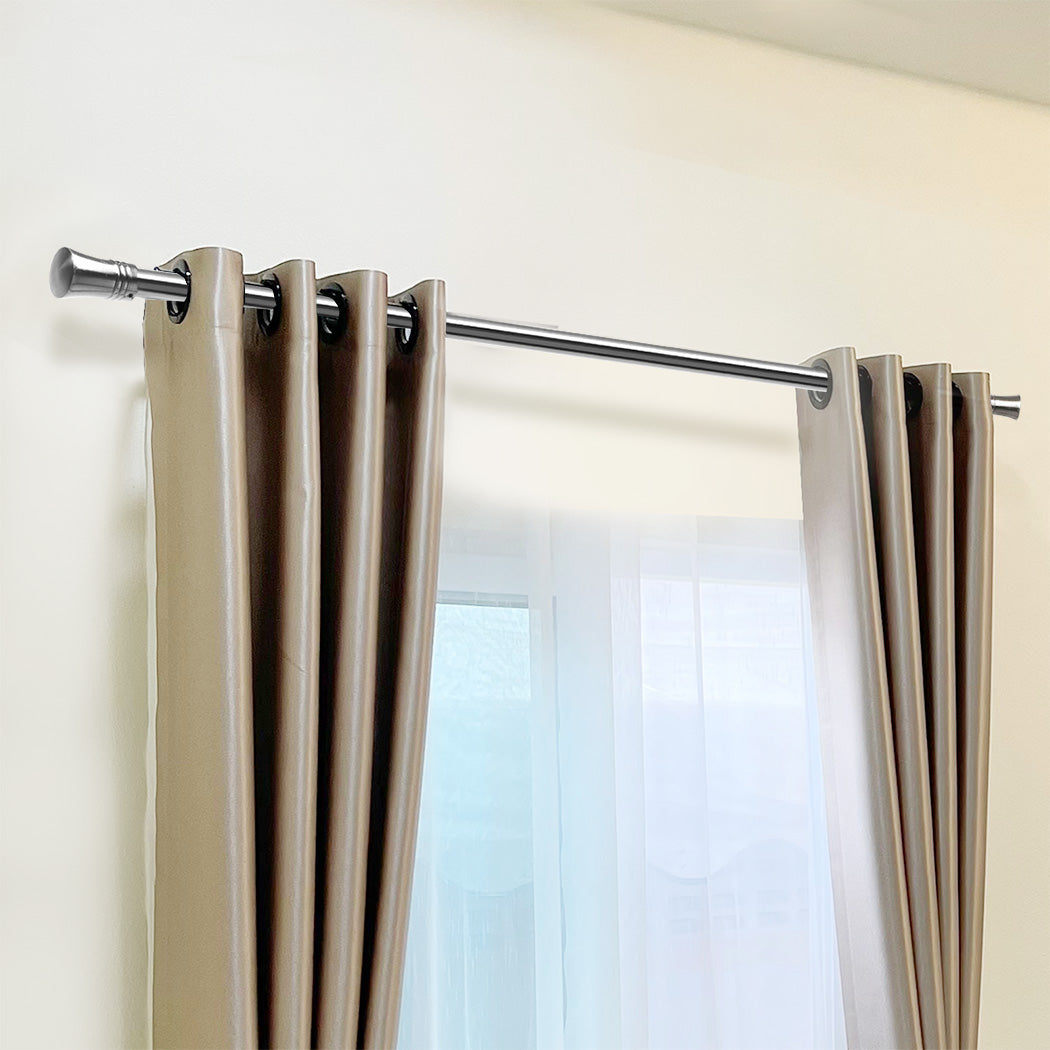 Marlow Satin Nickel Curtain Rod Steel Quiet Rail Pole Pommel Set Adjustable