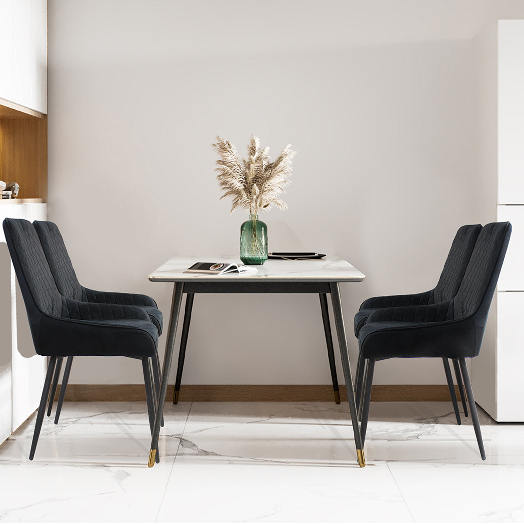 Dining Chairs x 4 Padded Seat Soft Velvet
