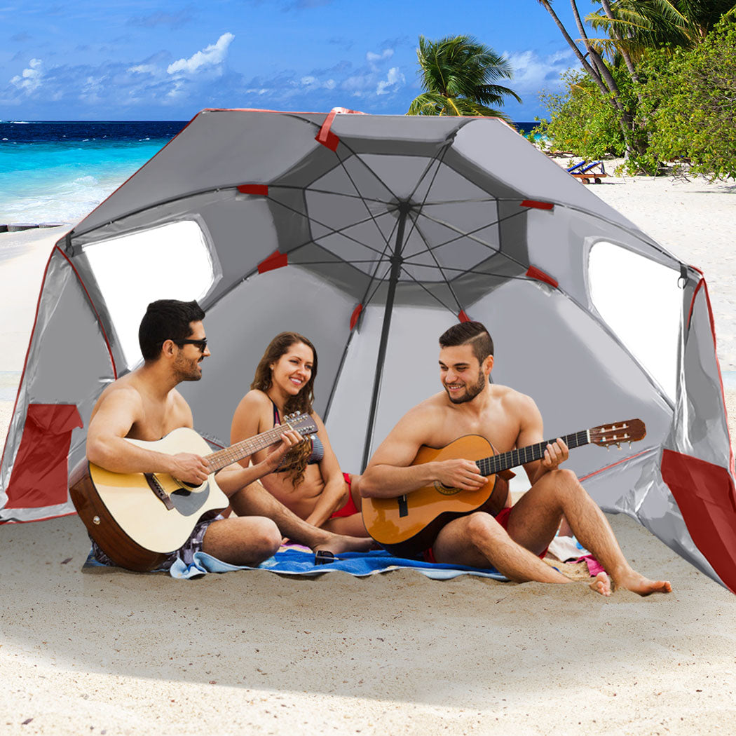 Mountview Beach Umbrella Outdoor Umbrellas Red 2.33M