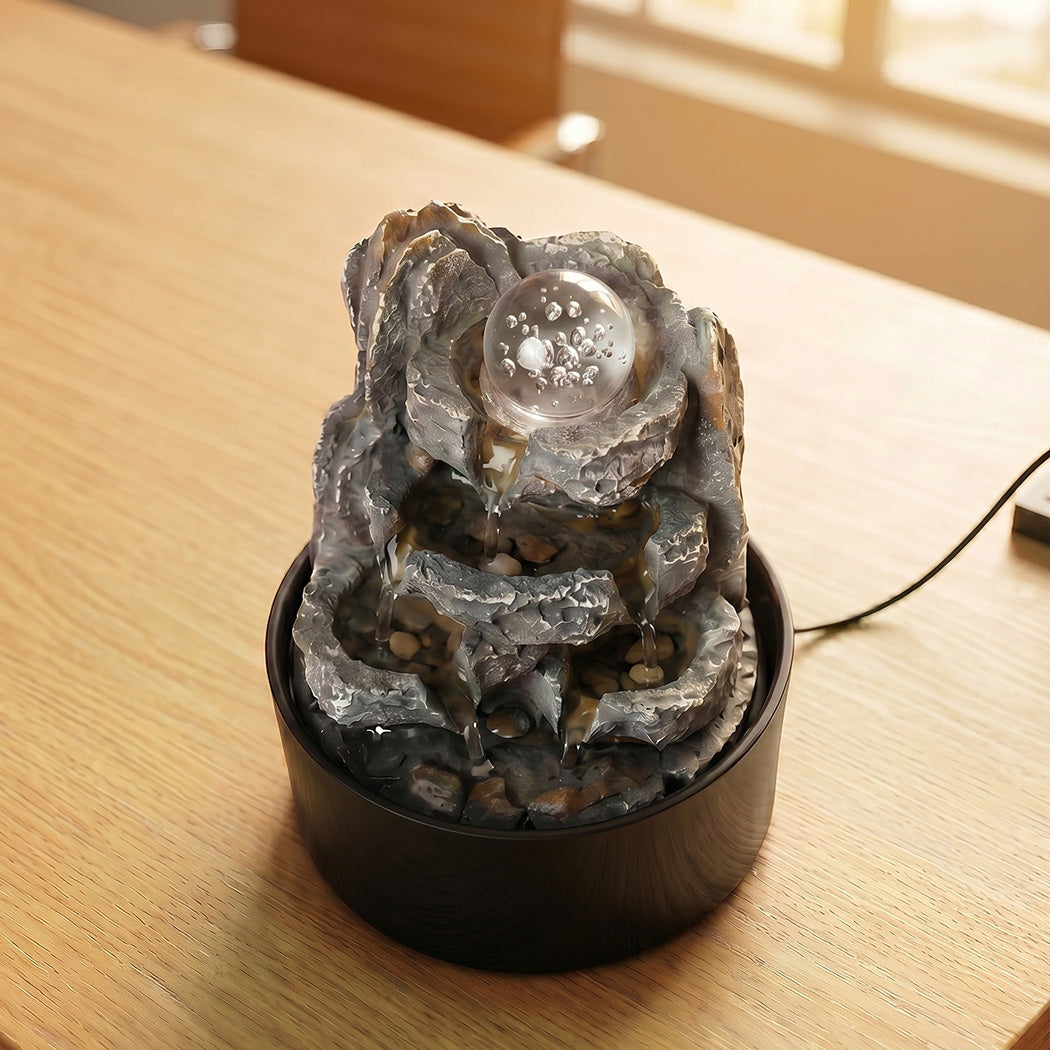 Spector Tabletop Water Fountain Resin Indoor Water Feature 3 Flow Levels Office