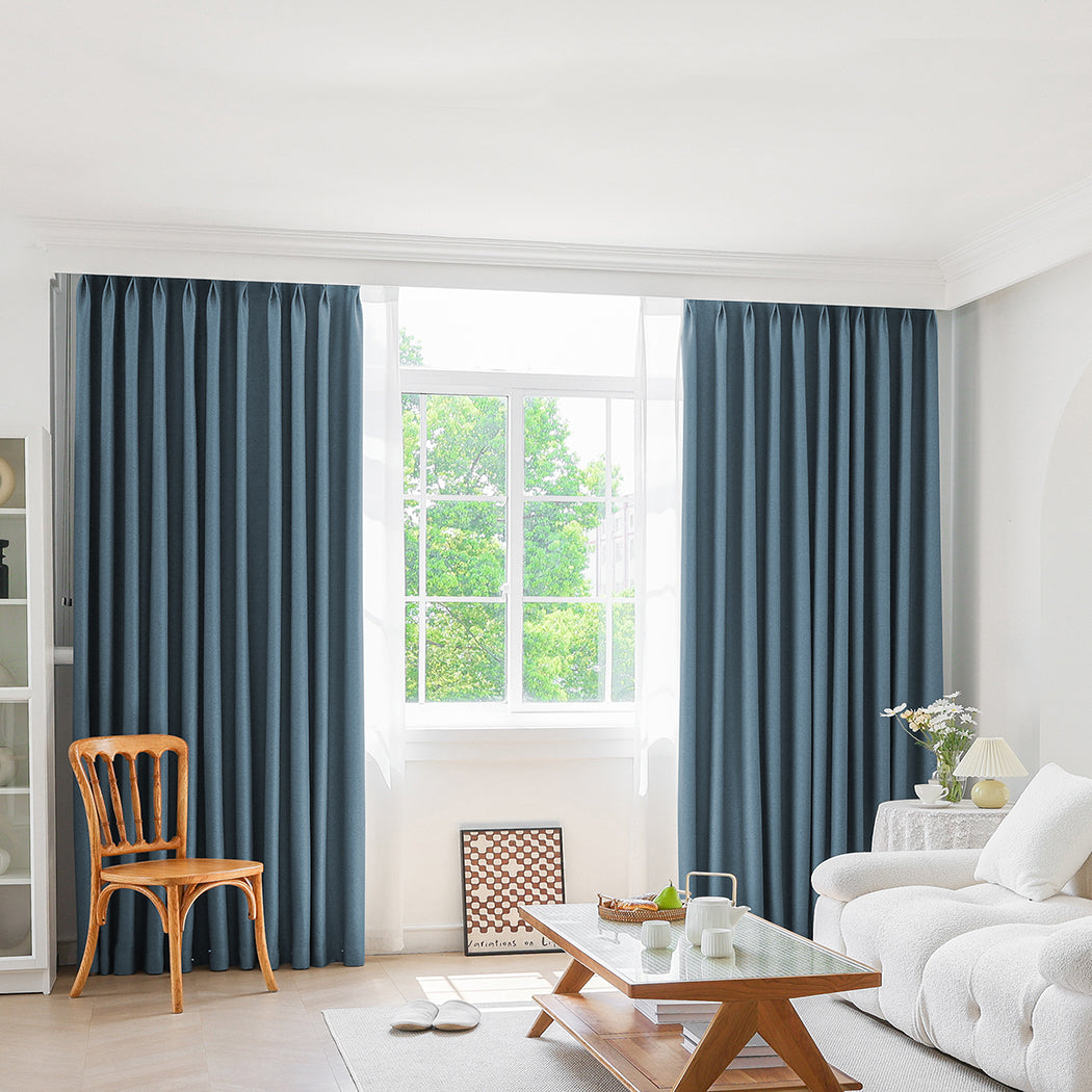 Marlow 2XBlockout Curtains Chenille 132x250 Blue