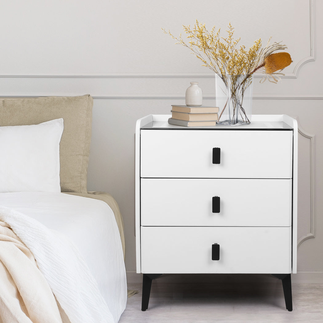Levede Bedside Table LED Lights Drawers Storage
