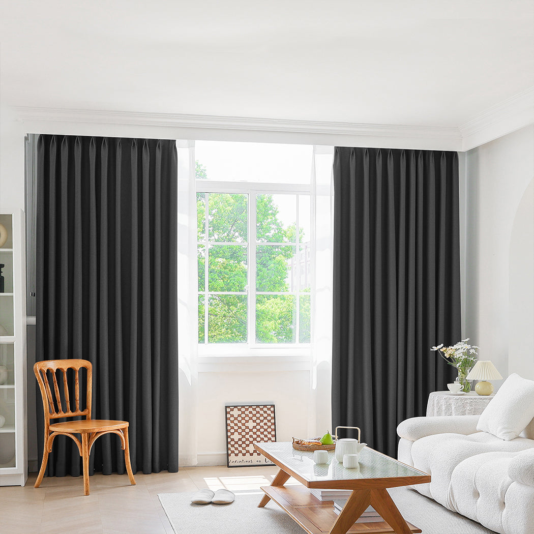 Marlow 2XBlockout Curtains Chenille 132x250 Dark grey