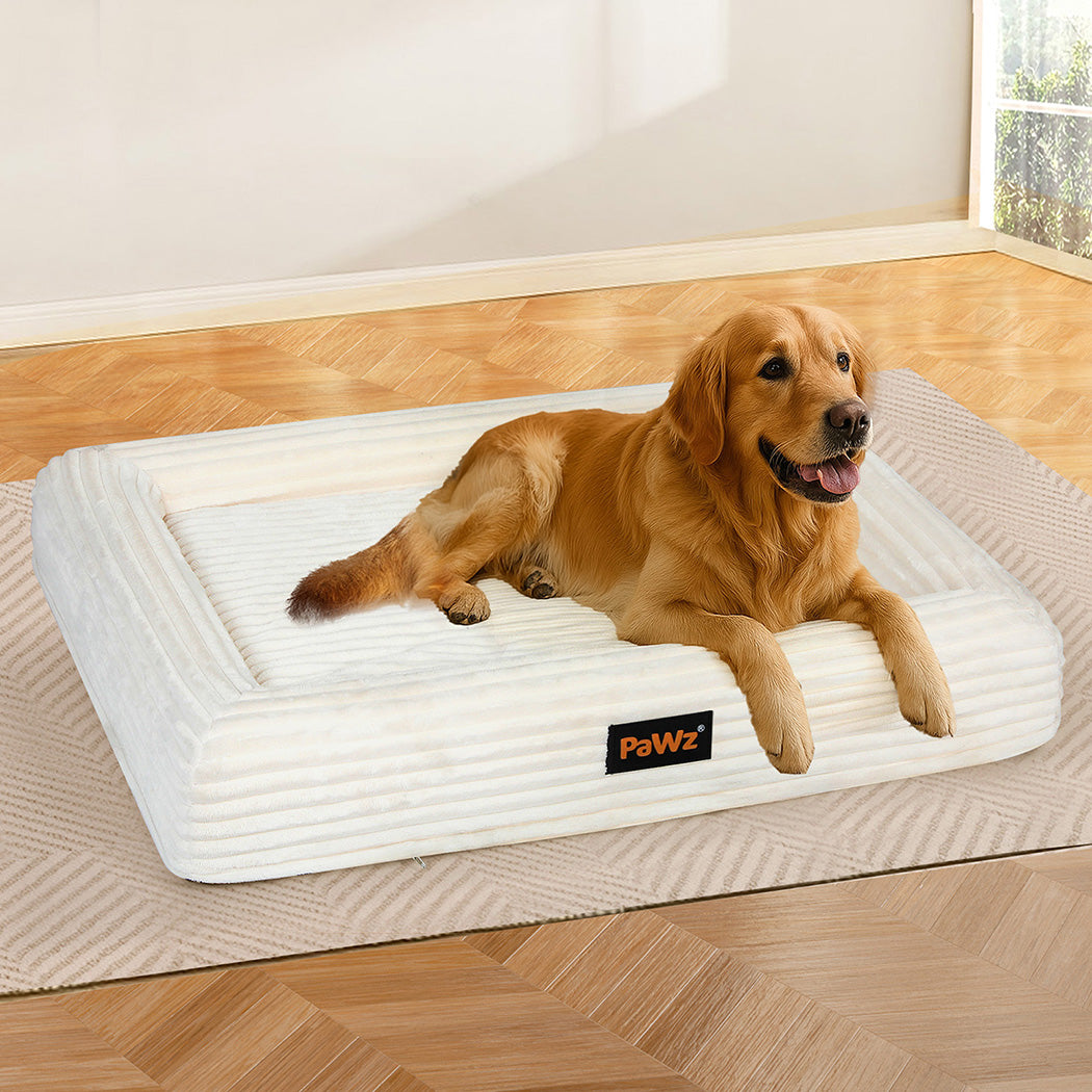 Pawz XXL Size Orthopedic Dog Bed with Corduroy Removable Cover Waterproof Washable Beige