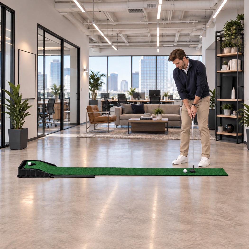 Centra Golf Putting Mat Auto Ball Return Path 220x33cm Indoor Outdoor Green